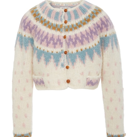 LoveShackFancy LSF Megan Crop Cardigan Sweater - Picture 2 of 12